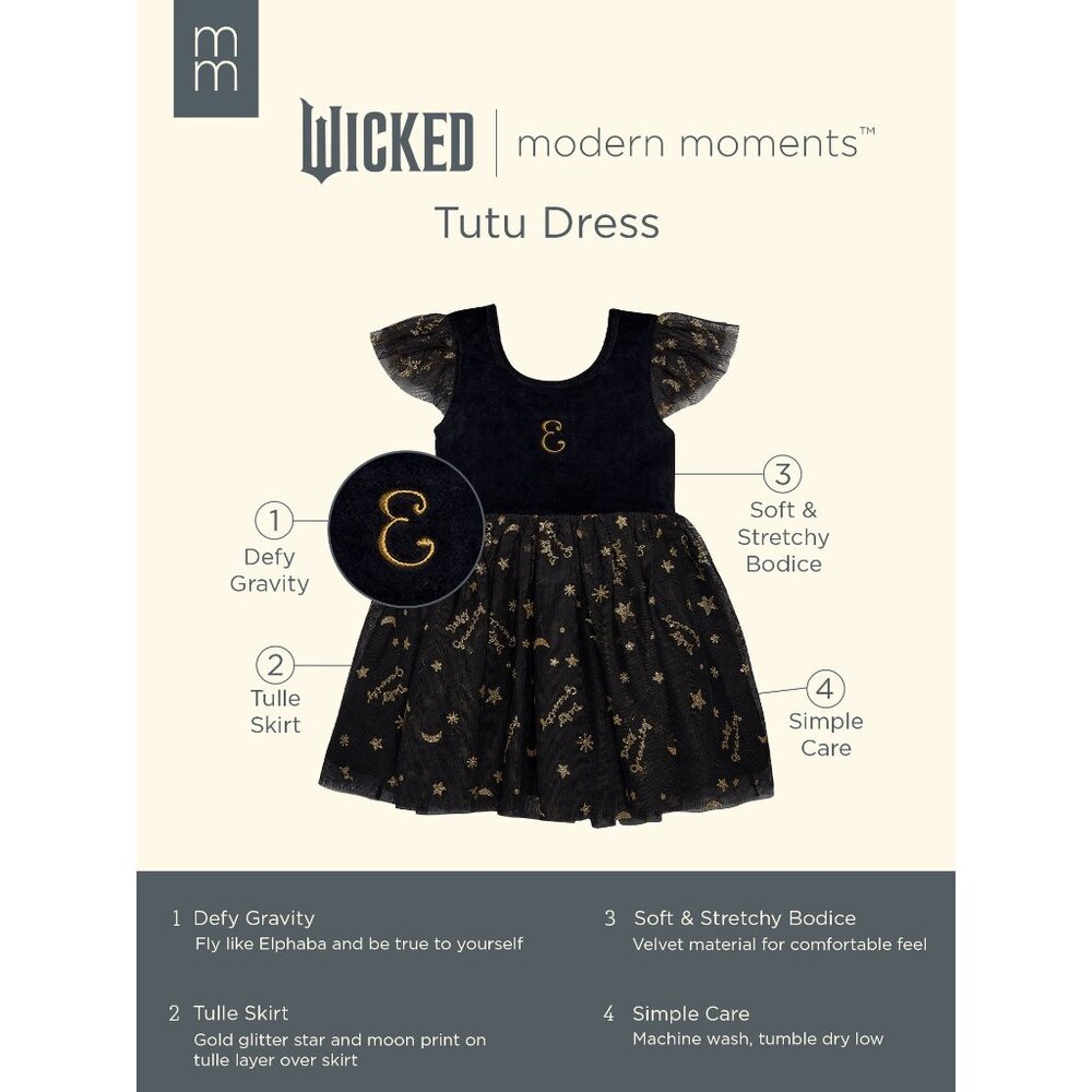 WICKED ELPHABA Black Tutu Dress TODDLER GIRL SIZE 5T NEW - Picture 9 of 10